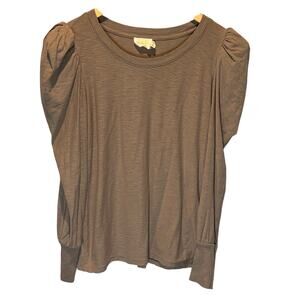 Nation LTD Light Brown Puff Sleeve Long Sleeve Tee - size Medium